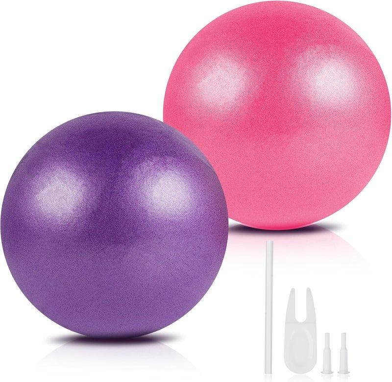 Guirnd Pilates Ball 2P, 9 Inch Workout Ball for Women Men Kid Toddler, Small Exercise Ball with Pump for Physical Therapy, Stability, Stretching, Barre, Yoga, Core(Pink & Purple) - Image 1